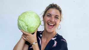 Abbey holding a large cabbage